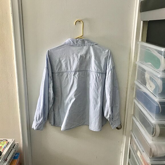 Women's Zara lace-front light blue cropped shirt - Size XL - Picture 6 of 6